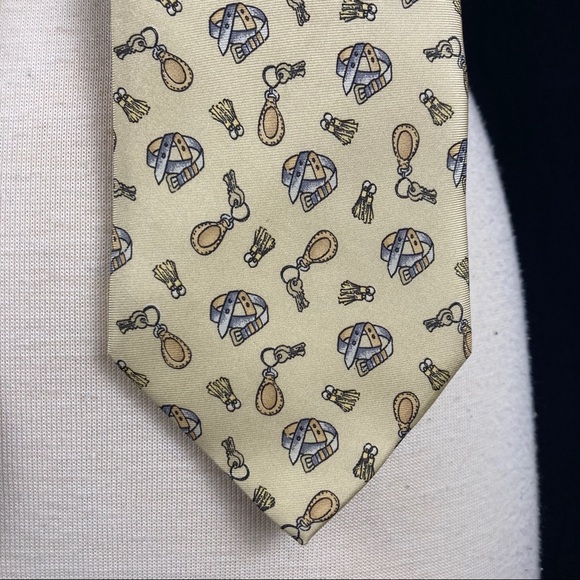 Longchamp men’s key and belt printed silk tie - Picture 4 of 9